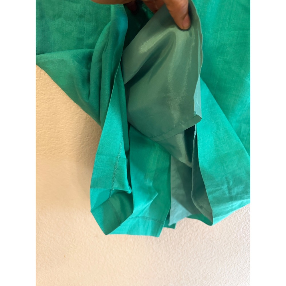 Joseph Ho Green Ramie Cotton Pencil Skirt Embellished Waist Size 6 Vintage - Picture 8 of 13